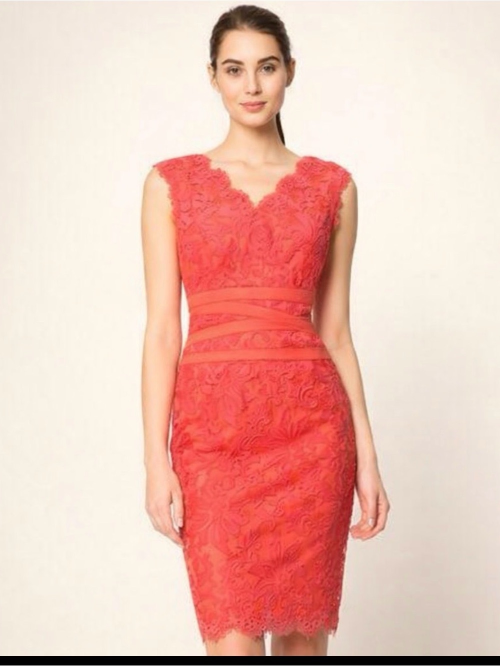 Tadashi Shoji Womens Sleeveless Floral Lace Sheath Dress Size 8